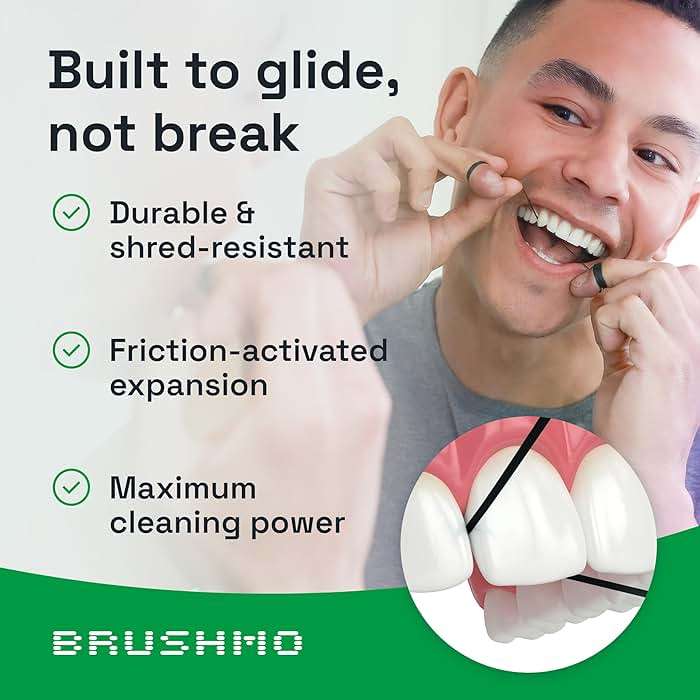Brushmo Black Floss (BBFloss) - Expanding Floss, Gum-Friendly Soothing Mint Dental Floss, Natural Vegan Wax to Remove Plaque from Teeth, US-Dentist Designed PTFE & PFAS Free Oral Care, 1 Spool, 55 yd - Image 3