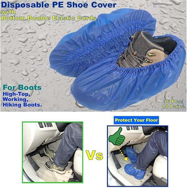 Shoe Covers, Disposable Shoe Covers, Plastic Shoe Covers, Durable Waterproof Non-Slip Shoe Covers, New Designed Shoe and Boots Covers for Indoor and Outdoor, Construction Site, Hikers, - Image 3