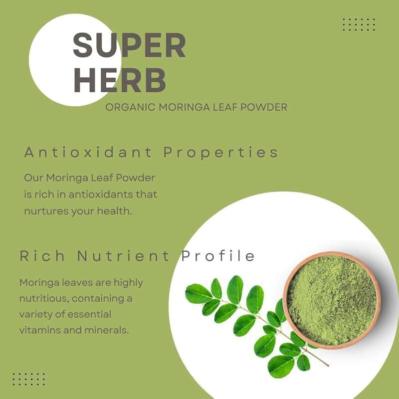 Organic Moringa Powder - Raw Sun Dried Oleifera Leaf Powder - for Healthy Herbal Tea, Smoothies, Sauces, and Dips - 4 OZ, Green - Image 3