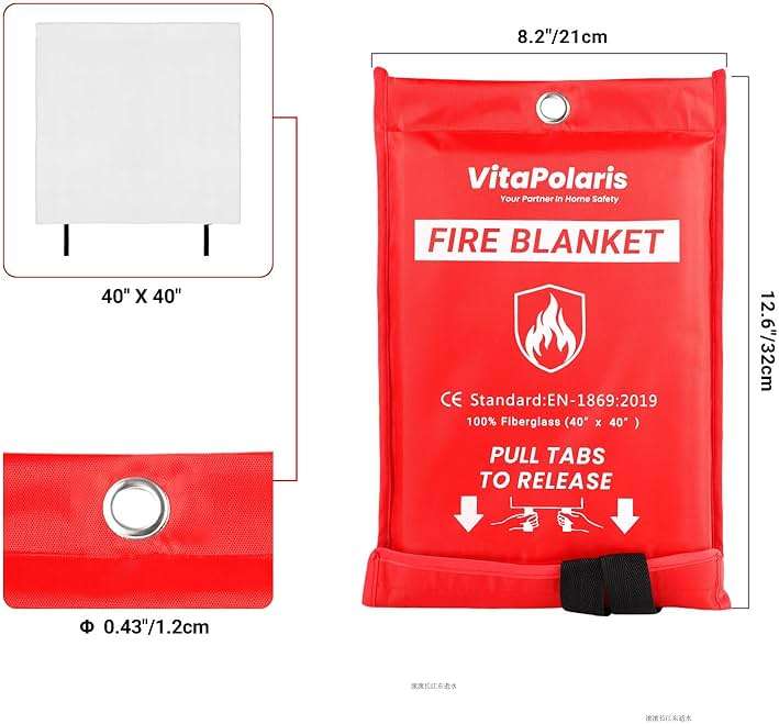 VitaPolaris Heavy-Duty Emergency Fire Blanket, 2 Pack – Fireproof Fiberglass Blanket for Kitchen, Home, Car, Grill, Fireplace, Camping, Heat Shield, Grease Fires, Emergency Fire Suppression - Image 2