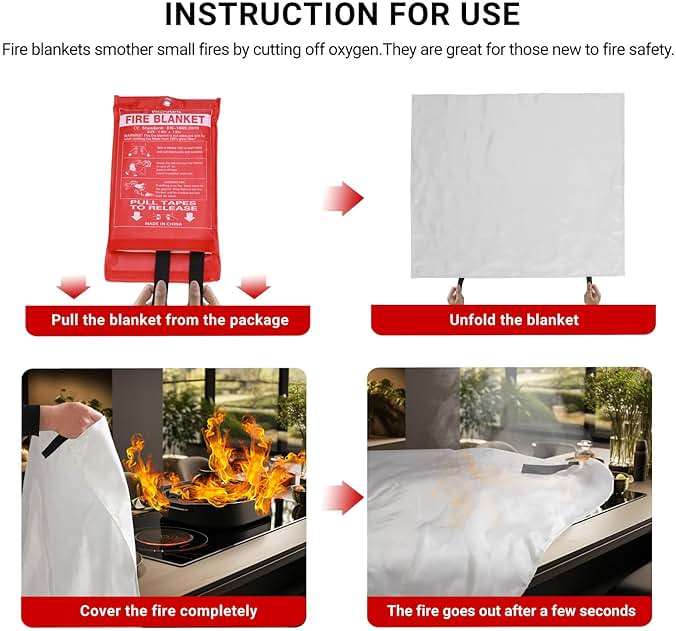 VitaPolaris Heavy-Duty Emergency Fire Blanket, 2 Pack – Fireproof Fiberglass Blanket for Kitchen, Home, Car, Grill, Fireplace, Camping, Heat Shield, Grease Fires, Emergency Fire Suppression - Image 5