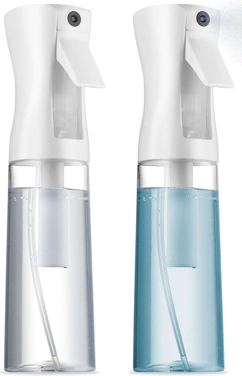 SUPER+ 2 Pack Continuous Spray Bottles - Ultra Fine Mist Sprayer | Water Spray Bottle For Hair Mister Spray Bottle | Hair Spray Bottles For Hairstyling, Cleaning, Salons - 2pk 6.8 OZ / 200 ML - Image 1