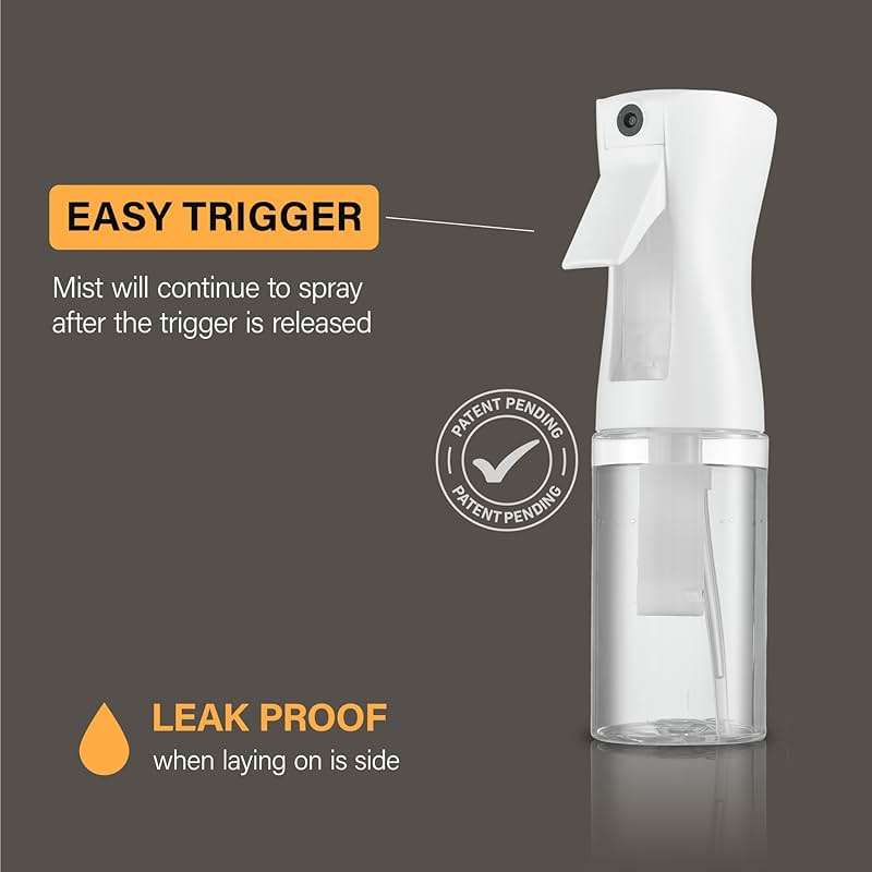 SUPER+ 2 Pack Continuous Spray Bottles - Ultra Fine Mist Sprayer | Water Spray Bottle For Hair Mister Spray Bottle | Hair Spray Bottles For Hairstyling, Cleaning, Salons - 2pk 6.8 OZ / 200 ML - Image 2