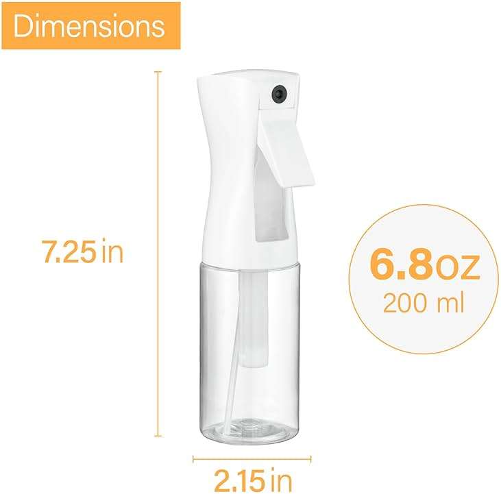 SUPER+ 2 Pack Continuous Spray Bottles - Ultra Fine Mist Sprayer | Water Spray Bottle For Hair Mister Spray Bottle | Hair Spray Bottles For Hairstyling, Cleaning, Salons - 2pk 6.8 OZ / 200 ML - Image 4