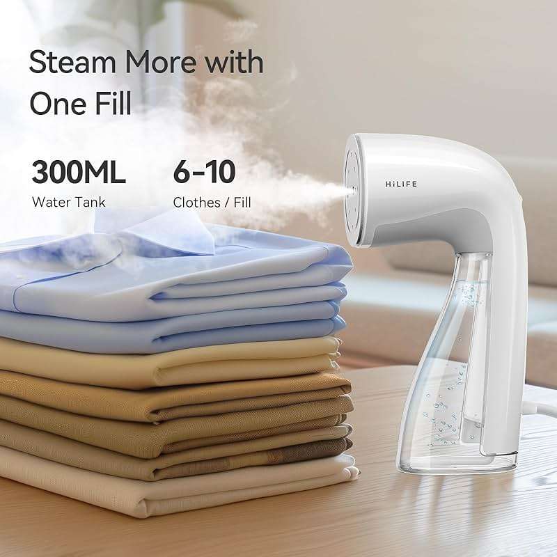 HiLIFE Upgraded Steamer for Clothes, Handheld & Portable, 1100W Powerful Steam, 300ml Big Capacity & No Leak Design, 30S Fast Heat-up, Quick Wrinkle Remover, Compact Size for Travel, ONLY 120V - Image 3