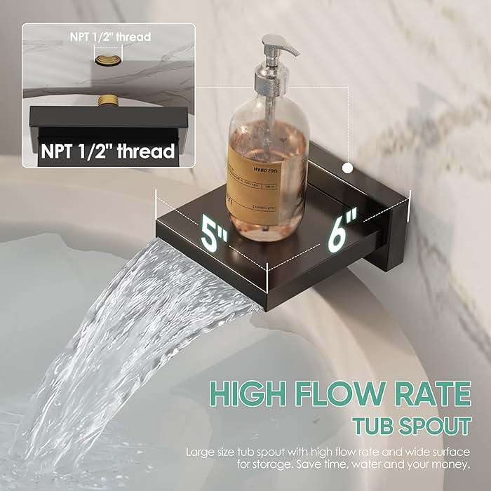 HoliSpa Black Shower System with Tub Spout, All Metal Tub Shower Faucet Set with 10" Rain Shower Head and Handheld Spray combo, Wall Mounted Tub Shower Systems with Valve and Trim Kit, Matte Black - Image 2