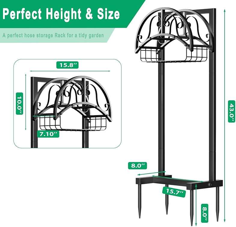 Yalivon Garden Hose Holder Freestanding, Water Hose Holder Hose Hanger Heavy Duty Metal Hose Stand Holds 160-feet Hose, Outdoor Hose Organizer Sturdy Garden Hose Storage Rack for Outside - Image 2