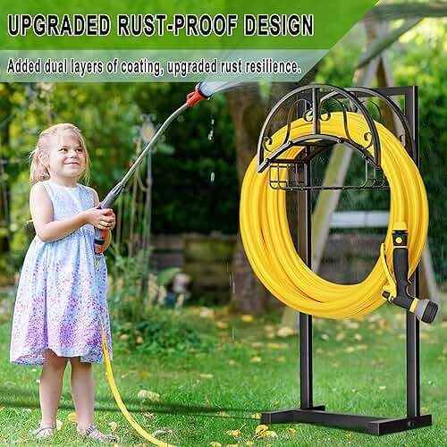 Yalivon Garden Hose Holder Freestanding, Water Hose Holder Hose Hanger Heavy Duty Metal Hose Stand Holds 160-feet Hose, Outdoor Hose Organizer Sturdy Garden Hose Storage Rack for Outside - Image 6