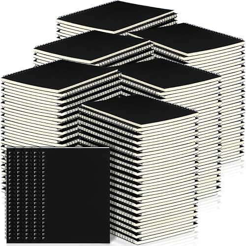 Yahenda 200 Pcs Spiral Notebook Bulk A5 Journal Lined 8.3'' x 5.5'' Writing Composition Paper Small Notepad Subject Notebook for Students Office Business Back to School Supplies (Black) - Image 1
