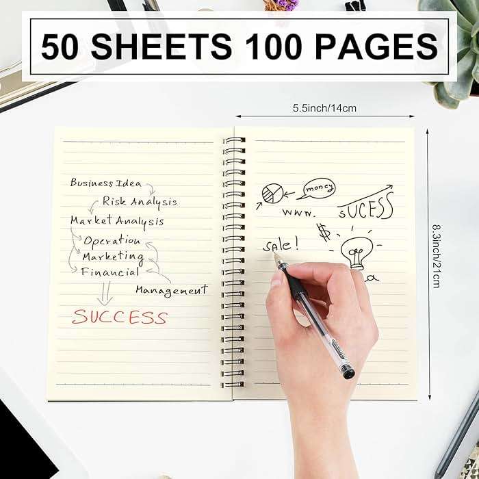 Yahenda 200 Pcs Spiral Notebook Bulk A5 Journal Lined 8.3'' x 5.5'' Writing Composition Paper Small Notepad Subject Notebook for Students Office Business Back to School Supplies (Black) - Image 3