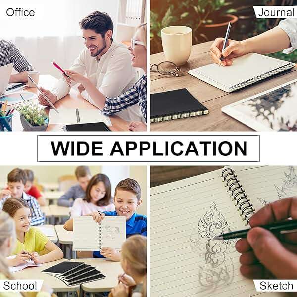 Yahenda 200 Pcs Spiral Notebook Bulk A5 Journal Lined 8.3'' x 5.5'' Writing Composition Paper Small Notepad Subject Notebook for Students Office Business Back to School Supplies (Black) - Image 4
