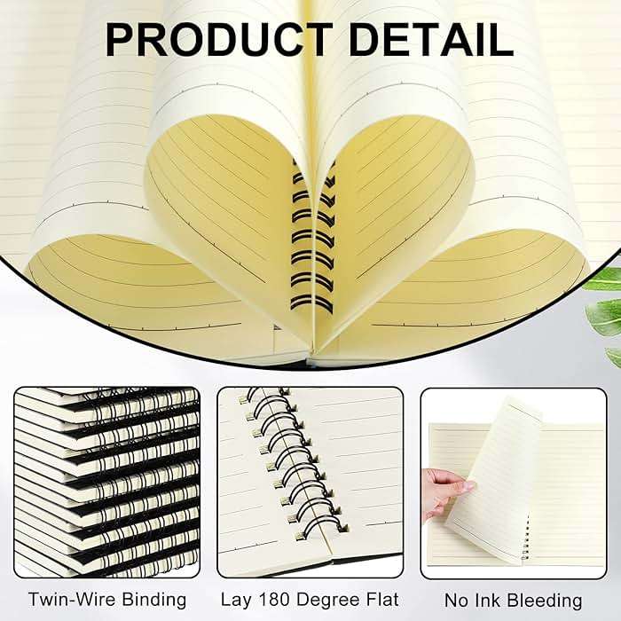 Yahenda 200 Pcs Spiral Notebook Bulk A5 Journal Lined 8.3'' x 5.5'' Writing Composition Paper Small Notepad Subject Notebook for Students Office Business Back to School Supplies (Black) - Image 5