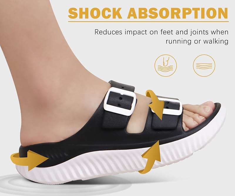 KuaiLu Womens Recovery Sandals With Comfortable Plantar Fasciitis Arch Support, Orthotic Adjustable Thick Cushion Sport Slides Reduces Stress on Feet, Joints & Back Post-Exercise - Image 7