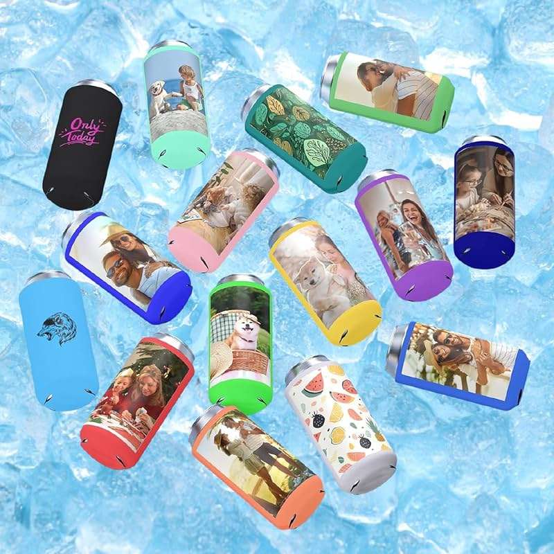 Custom Bulk Beer Can Coolers | Personalized Image Text on Insulated Beverage Bottle Holder Sleeves | Design your own | Perfect for Wedding Reunions Birthdays Parties (10) - Image 5