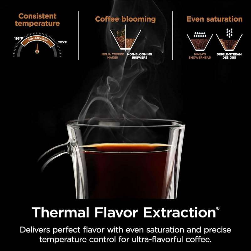 Ninja Hot & Iced XL Coffee Maker with Rapid Cold Brew, 4 Brew Styles, 8 Sizes Small Cup to Travel Mug, Single-Serve Coffee Brewer, 12-Cup Carafe, Permanent Filter, Removable Reservoir, Black, CM371 - Image 8