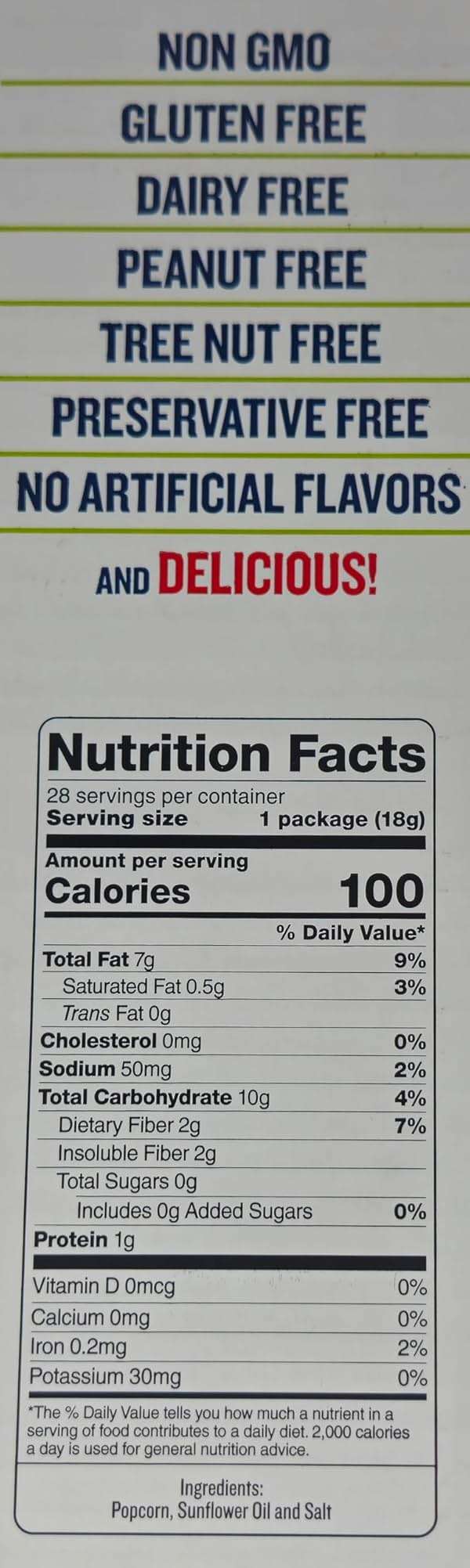 Skinny Pop Original Snack Pack, 0.65 oz, Pack of 7 - Image 2