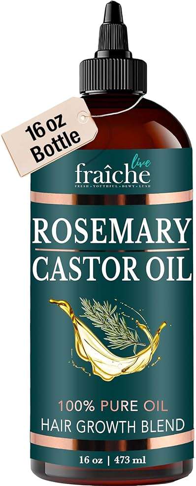 Live Fraiche Rosemary Castor Oil for Hair Growth 16oz - Rosemary Oil for Hair Growth and Thickening Pure Blend to Reduce Loss and Promote a Healthy Scalp - Image 1