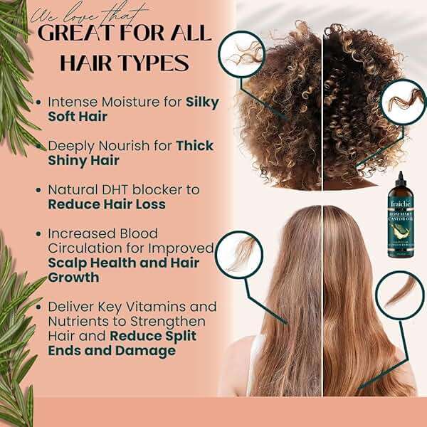 Live Fraiche Rosemary Castor Oil for Hair Growth 16oz - Rosemary Oil for Hair Growth and Thickening Pure Blend to Reduce Loss and Promote a Healthy Scalp - Image 5