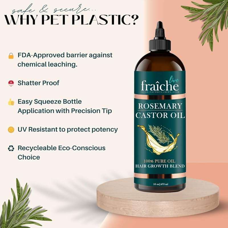 Live Fraiche Rosemary Castor Oil for Hair Growth 16oz - Rosemary Oil for Hair Growth and Thickening Pure Blend to Reduce Loss and Promote a Healthy Scalp - Image 7