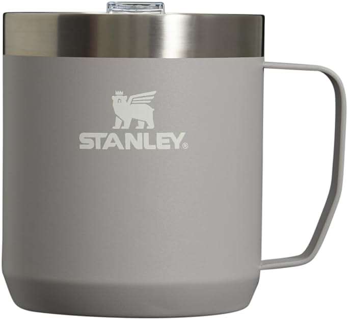 STANLEY Stay-Hot Camp Mug 12 oz | Press Fit Drink Through Lid | Cup for Coffee, Tea and Drinks | Insulated Stainless Steel Coffee Mug | BPA-Free | Ash 2.0 - Image 1