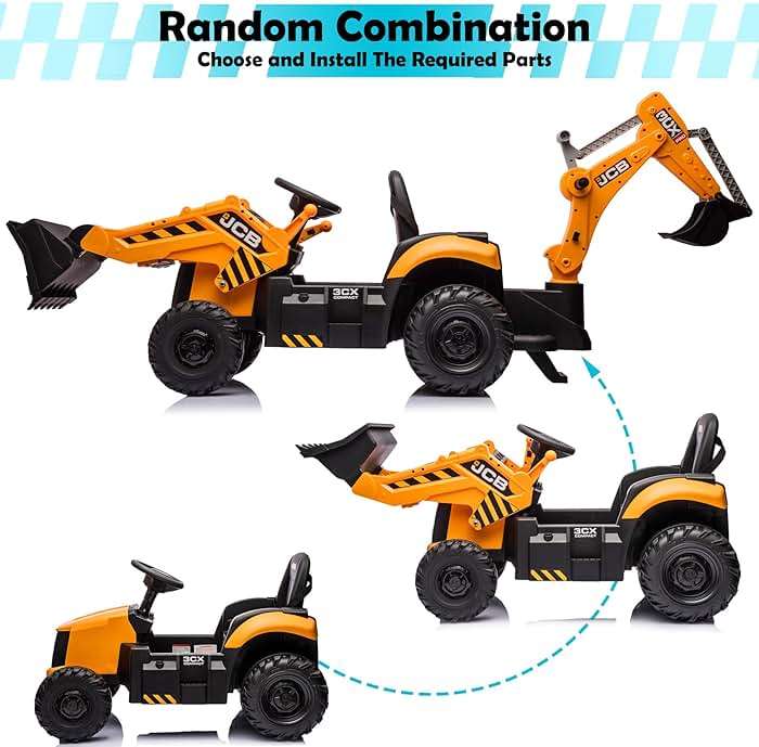 NEECHIPRO 24V 3 in 1 Ride on Tractor, Excavator & Bulldozer for Kids, Licensed JCB Electric Vehicle w/Remote Control, Front Loader Shovel, Digger, 400W Motor Battery Powered Ride on Car (Yellow) - Image 6