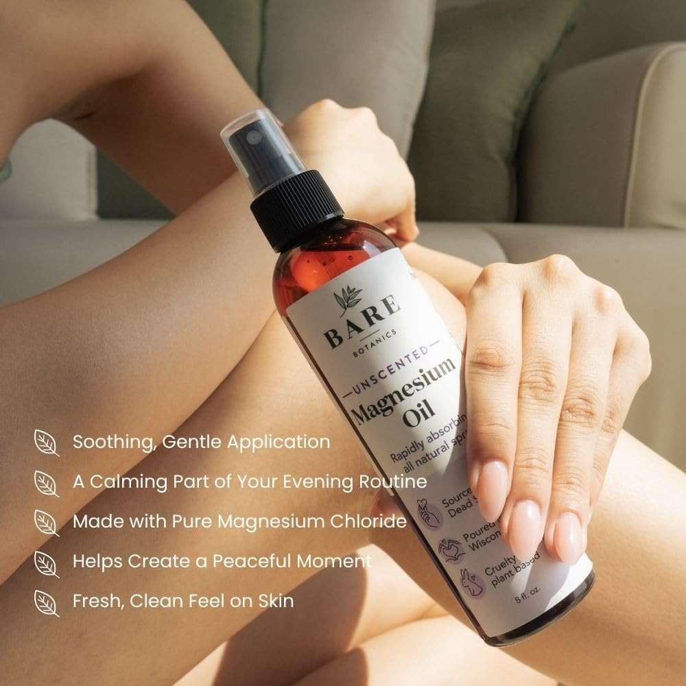 Bare Botanics Magnesium Oil Spray 8oz Unscented | Topical Magnesium Chloride Mist from the Dead Sea | Handpoured in Madison, WI - Image 3