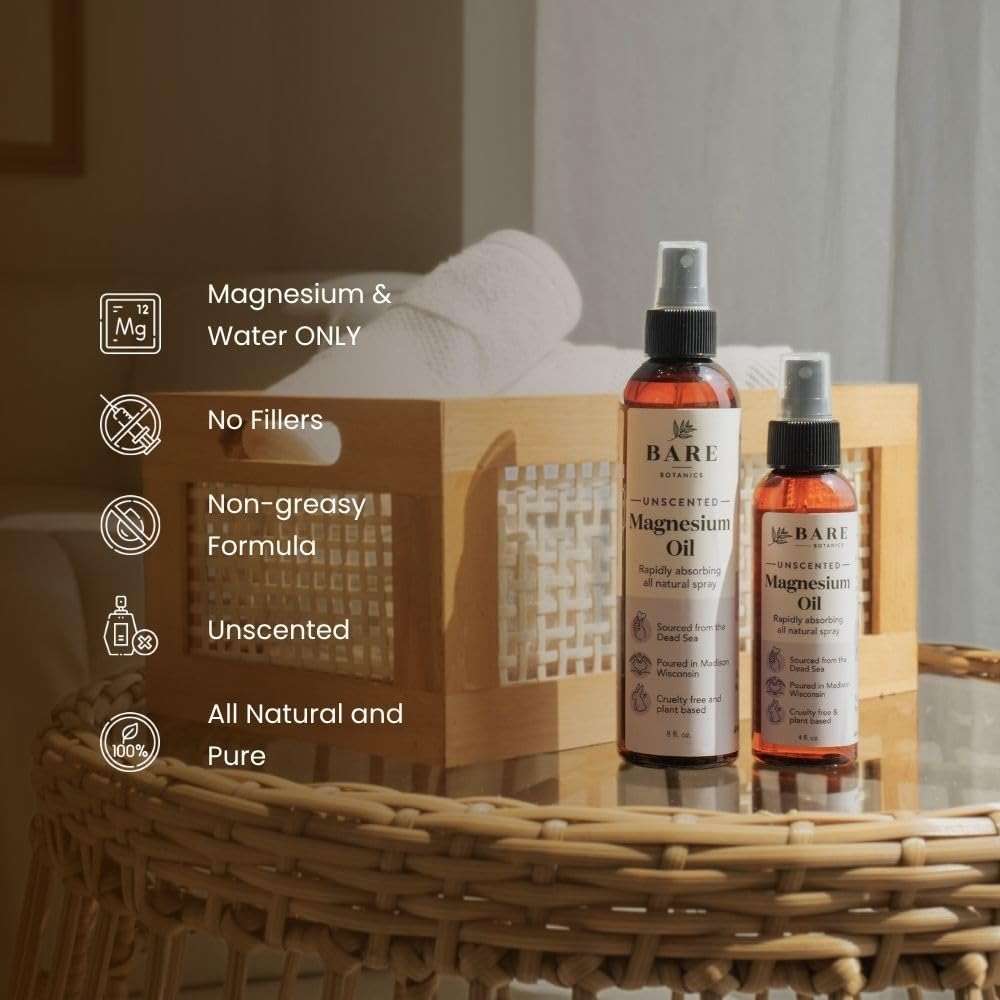 Bare Botanics Magnesium Oil Spray 8oz Unscented | Topical Magnesium Chloride Mist from the Dead Sea | Handpoured in Madison, WI - Image 4
