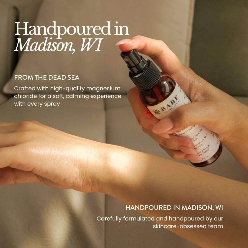 Bare Botanics Magnesium Oil Spray 8oz Unscented | Topical Magnesium Chloride Mist from the Dead Sea | Handpoured in Madison, WI - Image 5