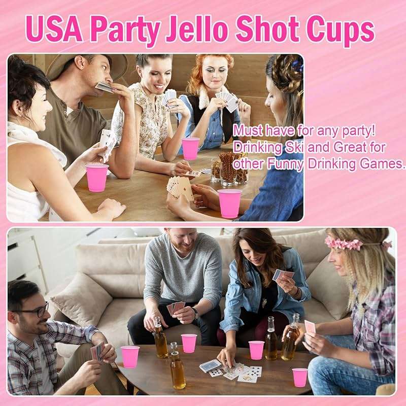 Vumdua 100 Pcs Pink Plastic Shot Cups, Disposable Shot Glasses 2 oz Plastic Mini Cups for Birthday, Bachelorette Party, Tasting Serving, Jello Shots, Parties Favor & Supplies - Image 4
