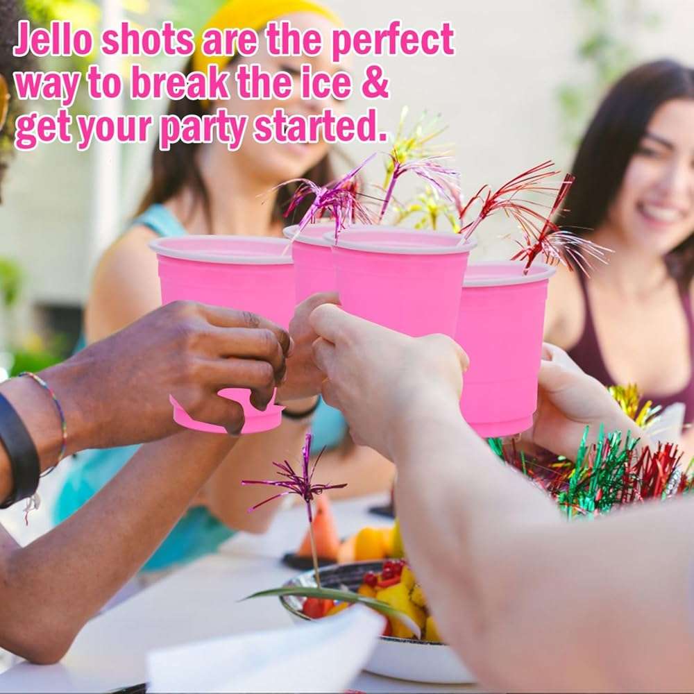 Vumdua 100 Pcs Pink Plastic Shot Cups, Disposable Shot Glasses 2 oz Plastic Mini Cups for Birthday, Bachelorette Party, Tasting Serving, Jello Shots, Parties Favor & Supplies - Image 6