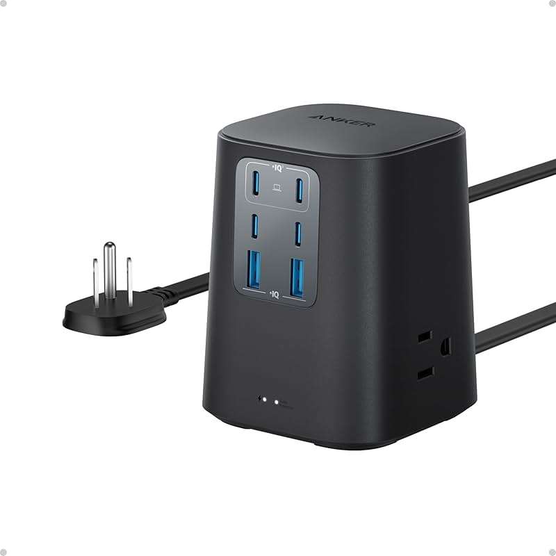 Anker Desktop Charger, 9-in-1 Power Strip with 300J Surge Protector, 5ft Flat Plug Extension Cord with Multiple Devices, 100W USB C Charger with 3 AC, 2 USB A, 4 USB C, Home Office, Desk Accessories - Image 1