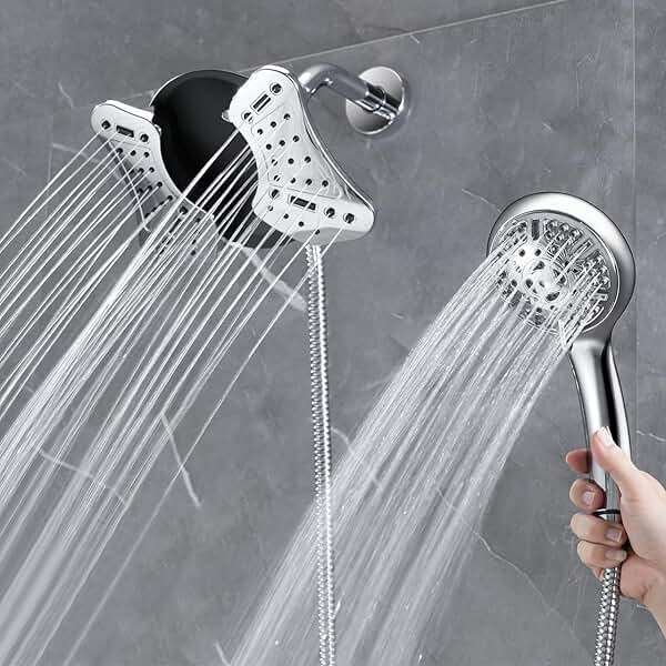 GRICH 2.5GPM Shower Head with Handheld Spray Combo: 2 in 1 Rainfall Shower Heads high pressure & Handheld Shower Head, 9 Spray Modes/Settings Detachable Shower Head with 60 Inch Hose - Image 2