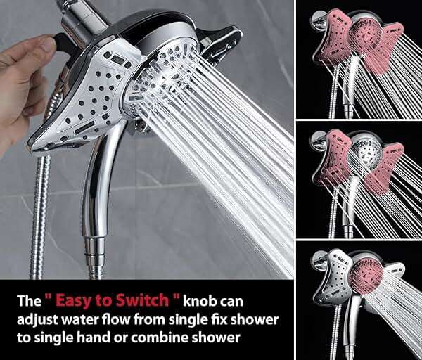 GRICH 2.5GPM Shower Head with Handheld Spray Combo: 2 in 1 Rainfall Shower Heads high pressure & Handheld Shower Head, 9 Spray Modes/Settings Detachable Shower Head with 60 Inch Hose - Image 4