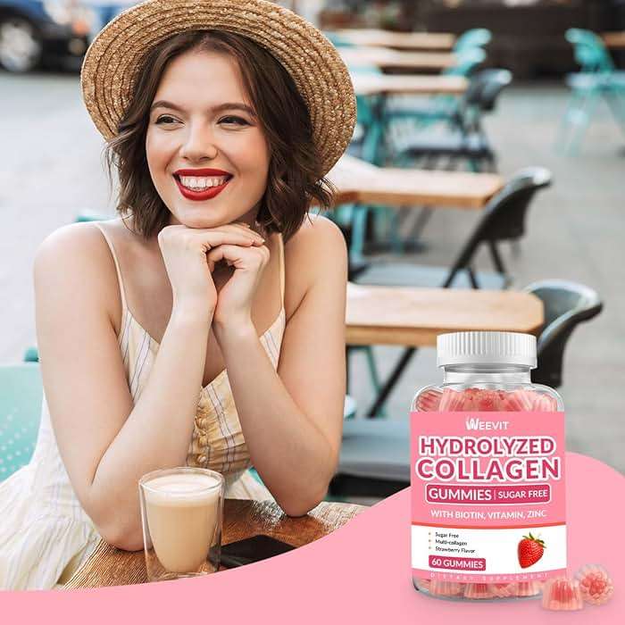 Sugar Free Collagen Gummies for Women, Collagen Protein Type I,II,III,V,X with Biotin Vitamin C D B12, Hydrolyzed Collagen Peptides Gummies for Immune Digestion Skin Hair Nails Energy Bone - Image 3