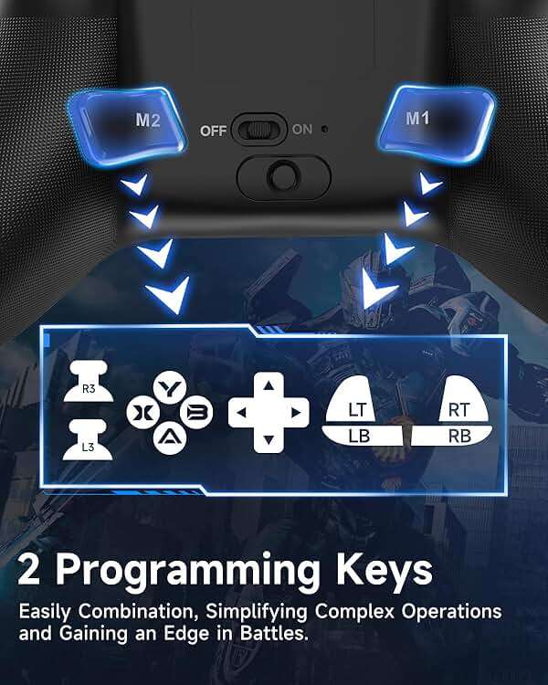 EasySMX X15 Wireless PC Controller with Hall Effect Joysticks & Triggers, RGB Lighting, 2 Back Buttons, 1000mAh Battery, Bluetooth Game Controller for Windows PC, Steam, Switch & Android - Image 6