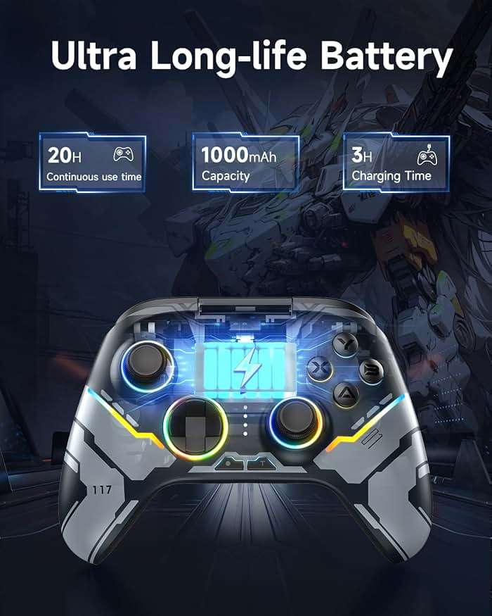 EasySMX X15 Wireless PC Controller with Hall Effect Joysticks & Triggers, RGB Lighting, 2 Back Buttons, 1000mAh Battery, Bluetooth Game Controller for Windows PC, Steam, Switch & Android - Image 7