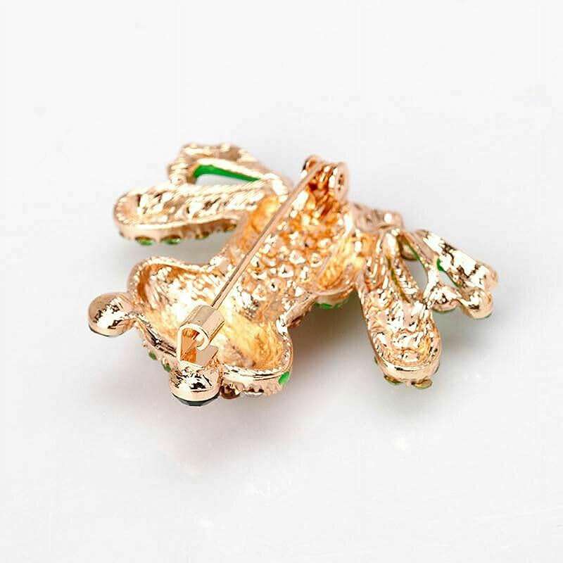 Green Frog Brooch Pins for Women, Cute Rhinestone Inlaid Frog Enamel Animal Brooch Shirt Collar Badge Decor, Clothing, Shoes and Jewelry - Image 2