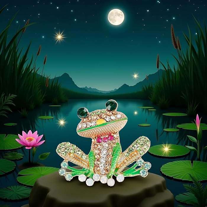 Green Frog Brooch Pins for Women, Cute Rhinestone Inlaid Frog Enamel Animal Brooch Shirt Collar Badge Decor, Clothing, Shoes and Jewelry - Image 5