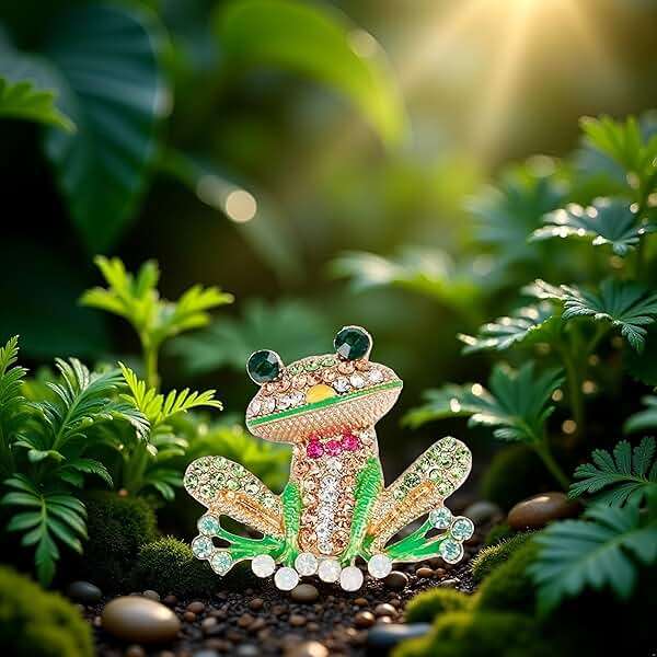 Green Frog Brooch Pins for Women, Cute Rhinestone Inlaid Frog Enamel Animal Brooch Shirt Collar Badge Decor, Clothing, Shoes and Jewelry - Image 6