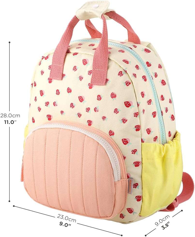 GAGAKU Toddler Backpack for Girls 2-4 Strawberry Cute Preschool Kindergarten Backpack with Name Tag Soft Cotton Small Bookbag for Daycare Lightweight Adjustable Straps with Chest Buckle - Image 3