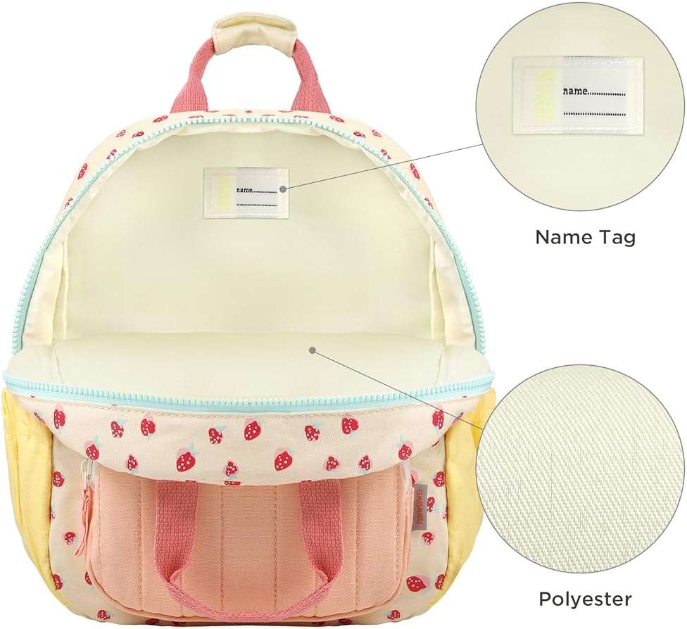 GAGAKU Toddler Backpack for Girls 2-4 Strawberry Cute Preschool Kindergarten Backpack with Name Tag Soft Cotton Small Bookbag for Daycare Lightweight Adjustable Straps with Chest Buckle - Image 5