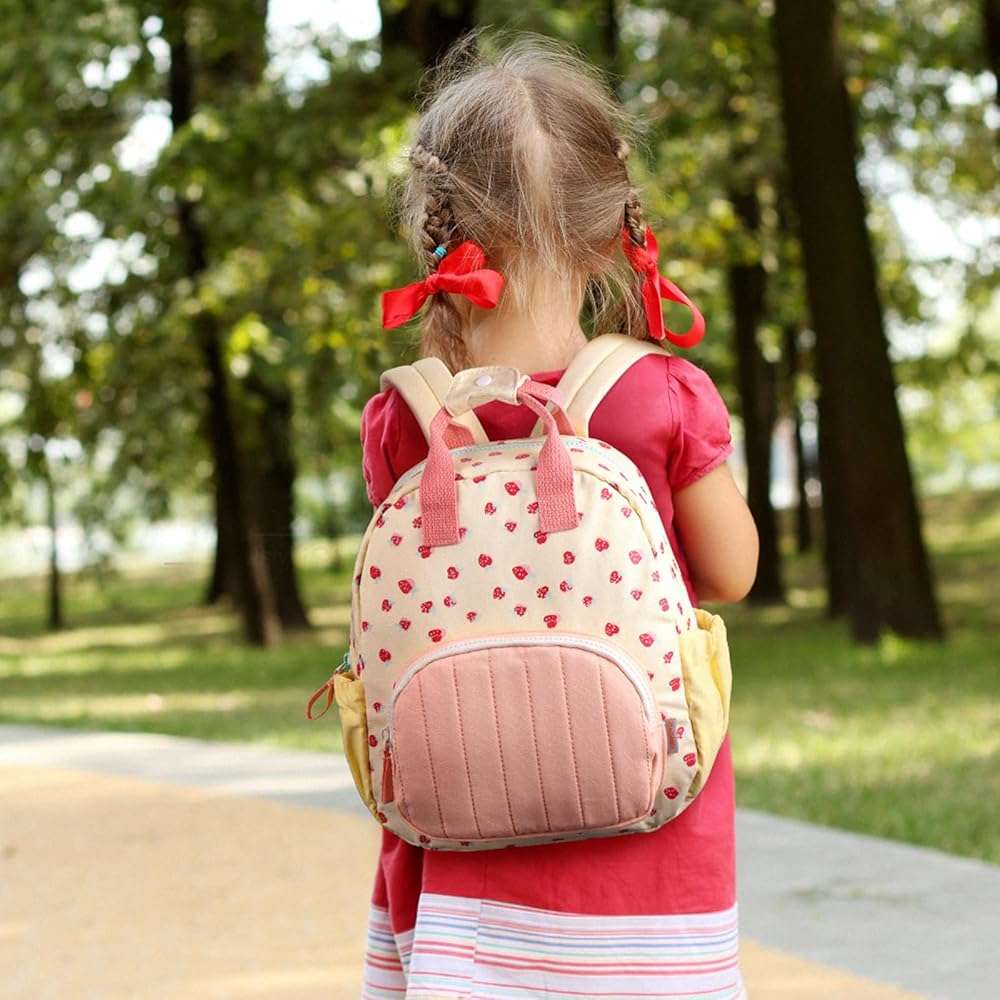 GAGAKU Toddler Backpack for Girls 2-4 Strawberry Cute Preschool Kindergarten Backpack with Name Tag Soft Cotton Small Bookbag for Daycare Lightweight Adjustable Straps with Chest Buckle - Image 6