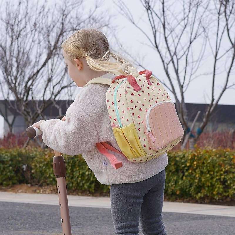 GAGAKU Toddler Backpack for Girls 2-4 Strawberry Cute Preschool Kindergarten Backpack with Name Tag Soft Cotton Small Bookbag for Daycare Lightweight Adjustable Straps with Chest Buckle - Image 7