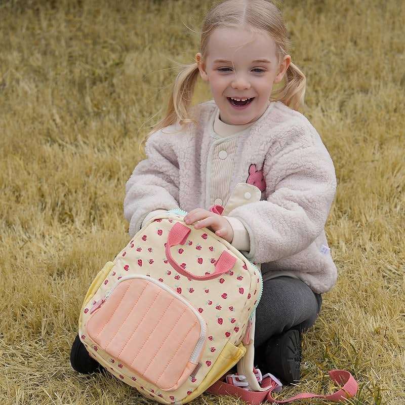 GAGAKU Toddler Backpack for Girls 2-4 Strawberry Cute Preschool Kindergarten Backpack with Name Tag Soft Cotton Small Bookbag for Daycare Lightweight Adjustable Straps with Chest Buckle - Image 8
