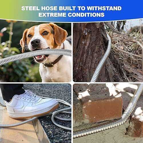 Holldoor Metal Garden Hose 50 ft – 304 Stainless Steel Water Hose with Nozzle Sprayer, Garden Hoses Flexible, Lightweight, No Kink, Heavy Duty for Outdoor (50 ft) - Image 5