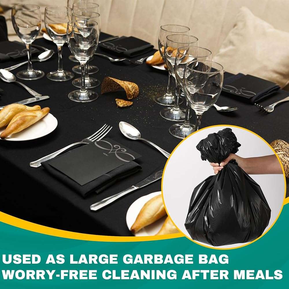RowinsyDD 40 Pack Black Plastic Table Cloths Disposable, 54 x 108 Inches Plastic Table Cover for Rectangle Tables, Disposable Tablecloth for Dinning, Parties, BBQ, Wedding, Outdoor - Image 3