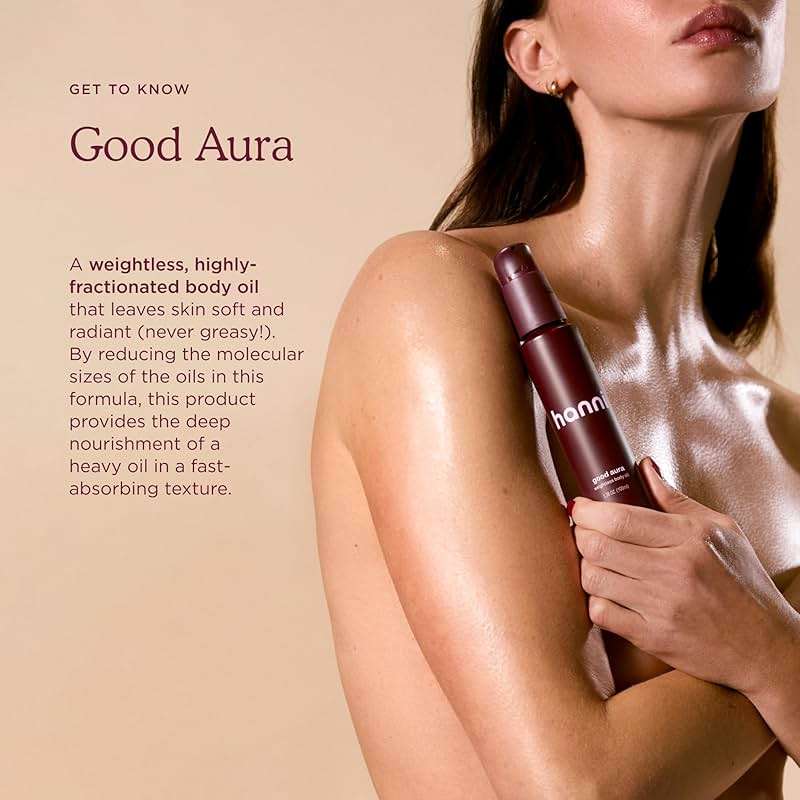 HANNI Good Aura Dry Body Oil, Lightweight After-Shower Moisturizer with Jojoba, Coconut, Baobab, and Buriti Oils, Non-Greasy Skincare for Soft Skin, 100 mL / 3.38 oz - Image 3