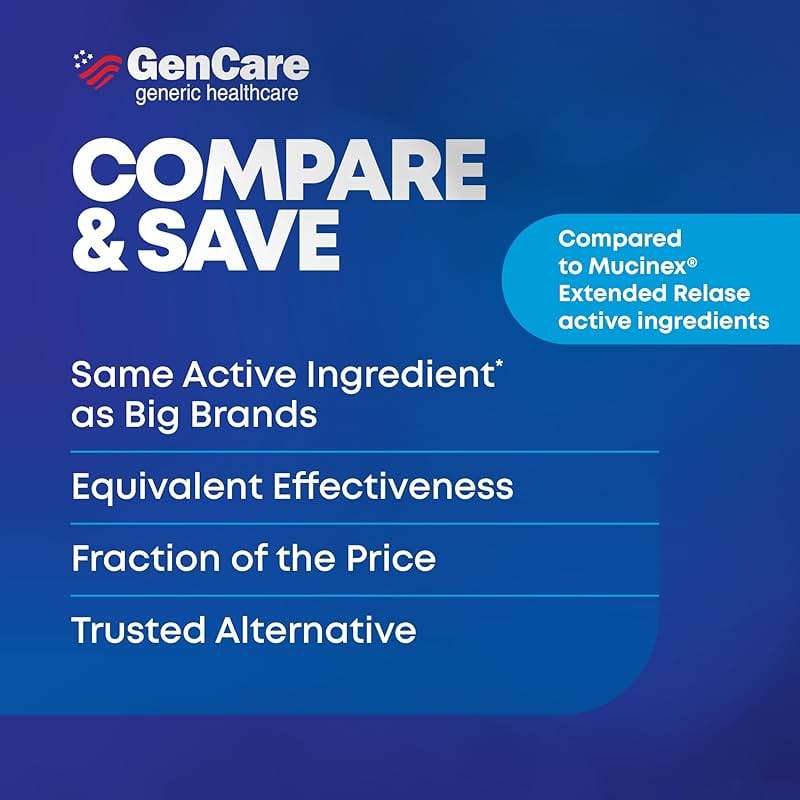 GenCare - Mucus Relief Guaifenesin 600mg (200 Tablets) Mucus Relief Expectorant for Congestion & Cough - Extended Release Tablets for Immediate & Lasting Relief - Image 5