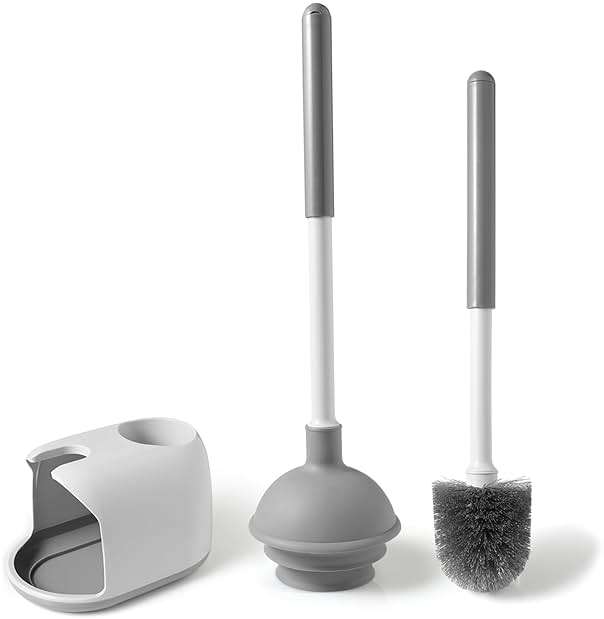Eyliden Toilet Plunger & Brush Set, 3-Step Suction Cup, Compact Caddy | Space-Saving Toilet Deep Cleaning Combo with Holder, Ultra-Tight Seal, Durable, Nylon Bristles, Bathroom Essentials - Image 1