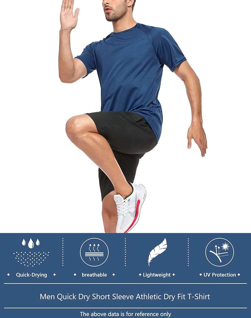 Kinglaman 1/5 Pack Mesh Workout Shirts for Men Dry Fit Gym Quick Dry Athletic Short Sleeve Sports T-Shirt Moisture Wicking - Image 5